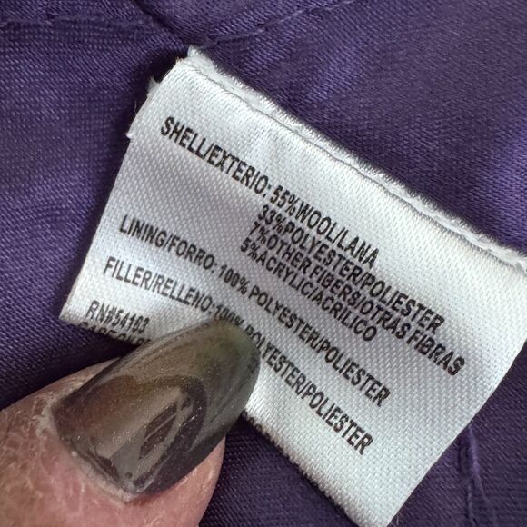 Calvin Klein Women’s Black Wool-Blend Coat (55% Wool)Mid-Length Purple Lining 10 - Picture 13 of 14